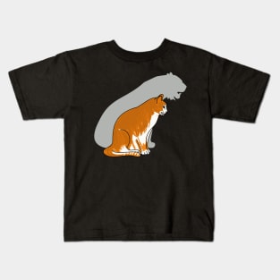 White Red Cat with Tiger Shadow Kids T-Shirt